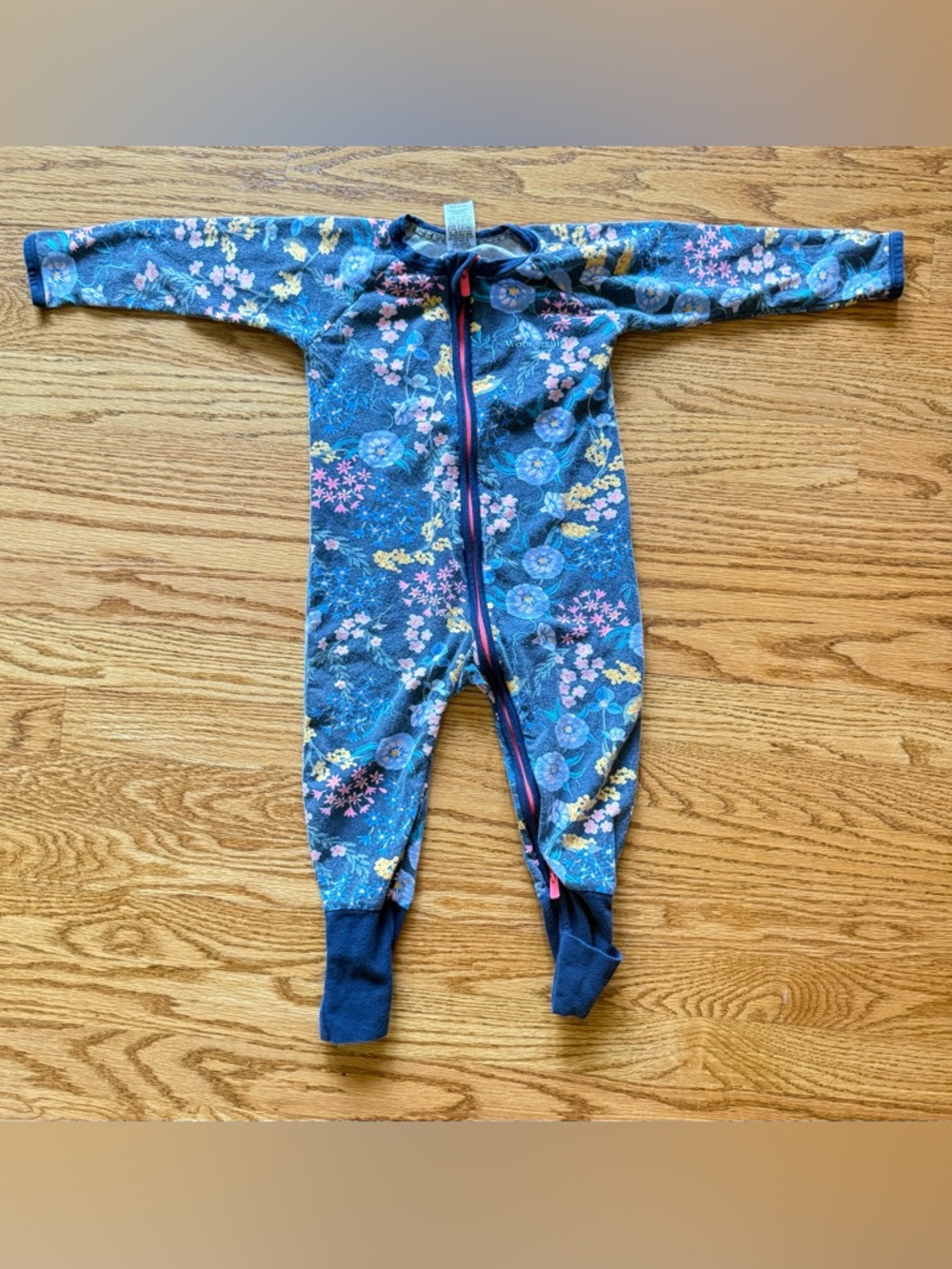 Bonds Blue Floral Footed One-Piece